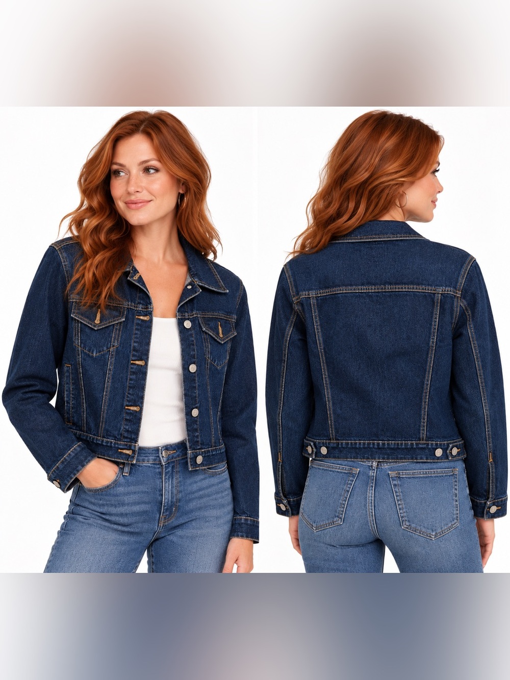Zana Di Vintage Y2K Dark Wash Denim Jean Jacket Women’s Large